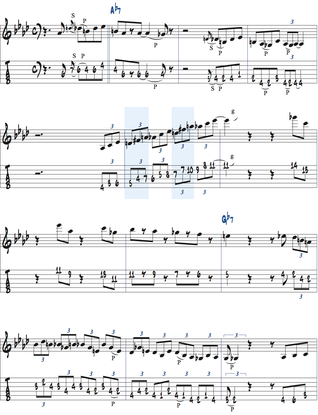 裏コードを想定したアドリブ例楽譜ページ1