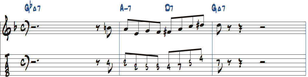 Joy Springメロディ16小節目のメロディの原型楽譜