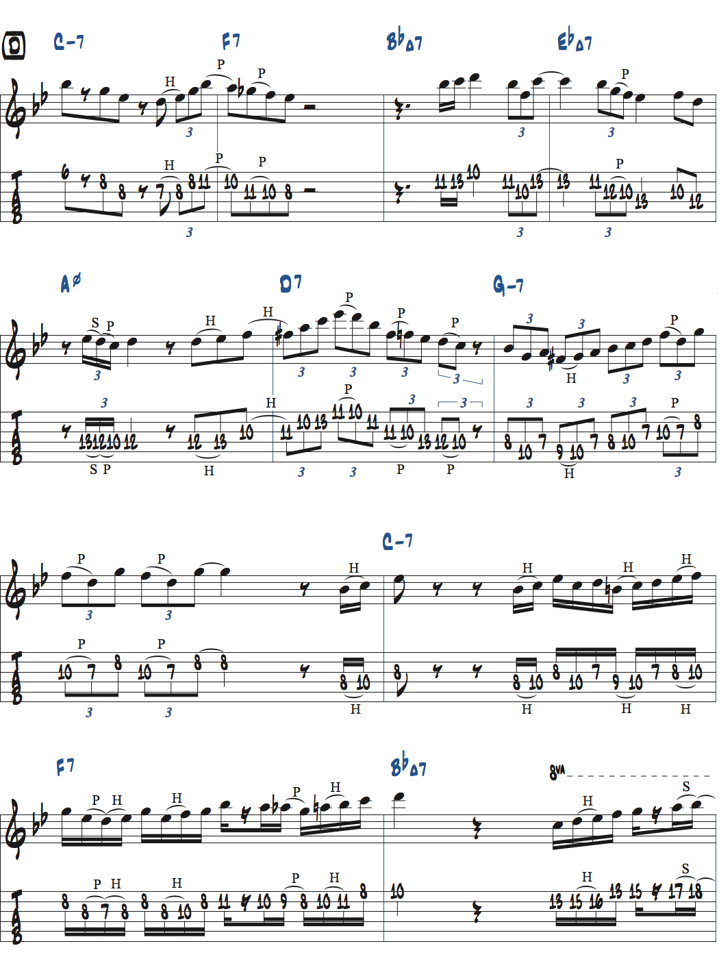 枯葉のアドリブ例楽譜ページ3