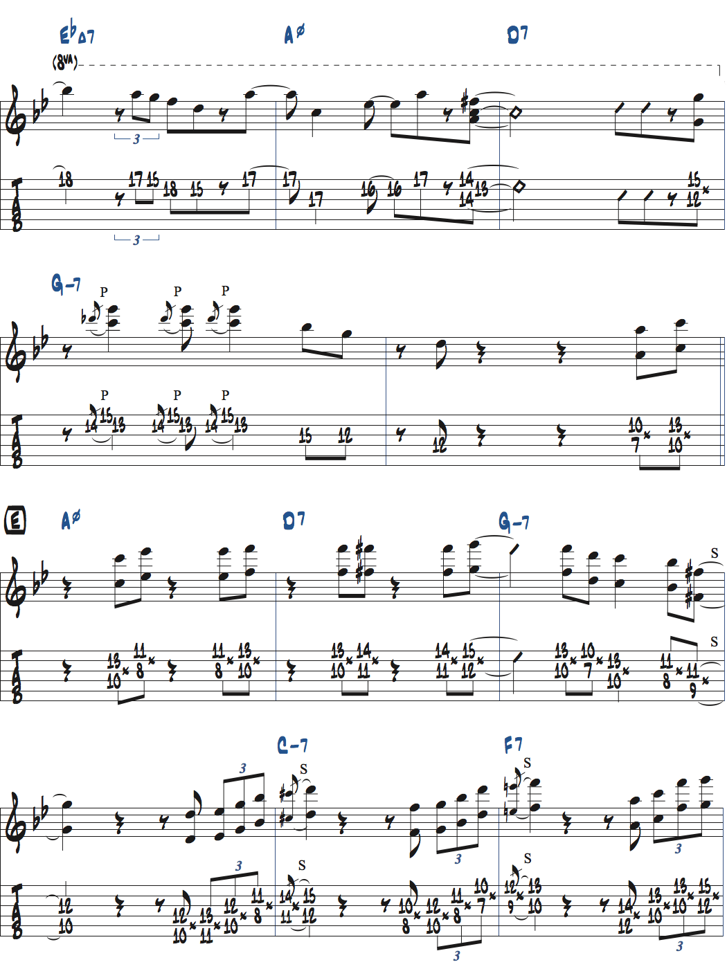枯葉のアドリブ例楽譜ページ4