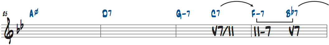 [C]3〜4小節目のコード進行V7-I楽譜