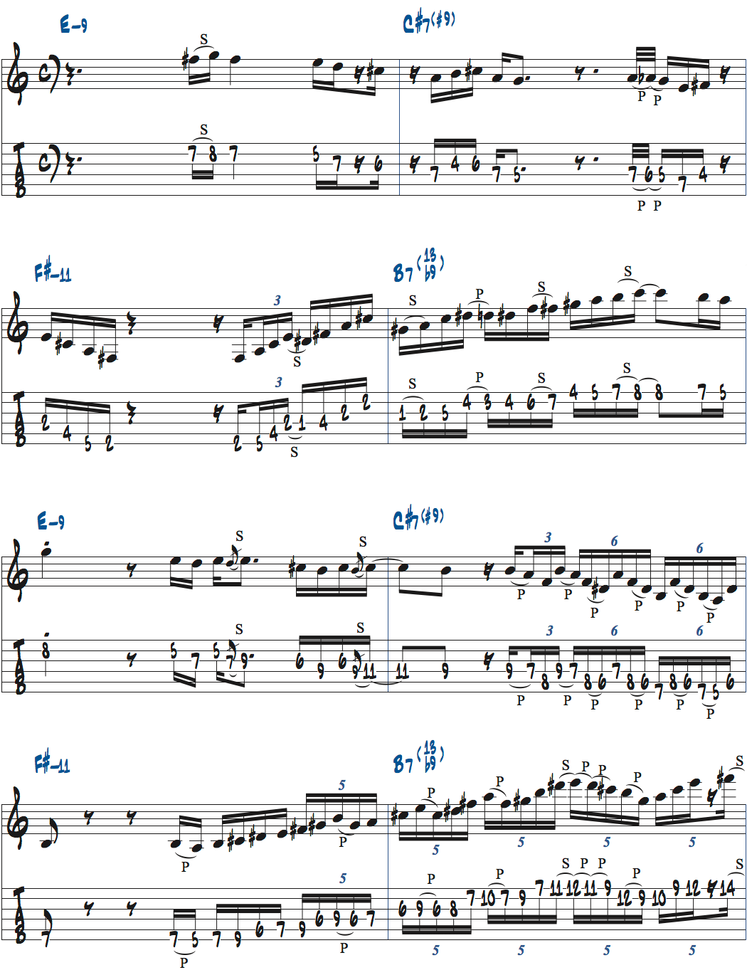Ed MottaのSmileのコード進行を使ったアドリブ例楽譜ページ1