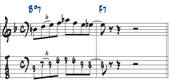 Bdim7-F7で使えるリック1楽譜