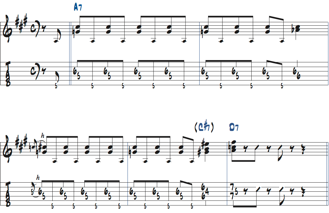 ジョシュ・スミスのクロマチックアプローチEb7をコンピングに活用した楽譜