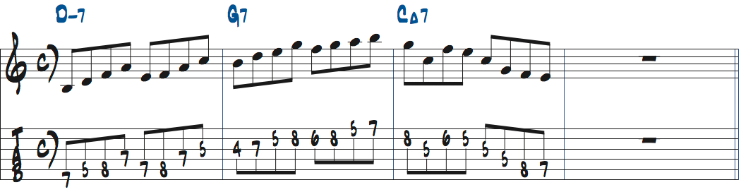 Dm7-G7-CMa7で使えるリック2楽譜