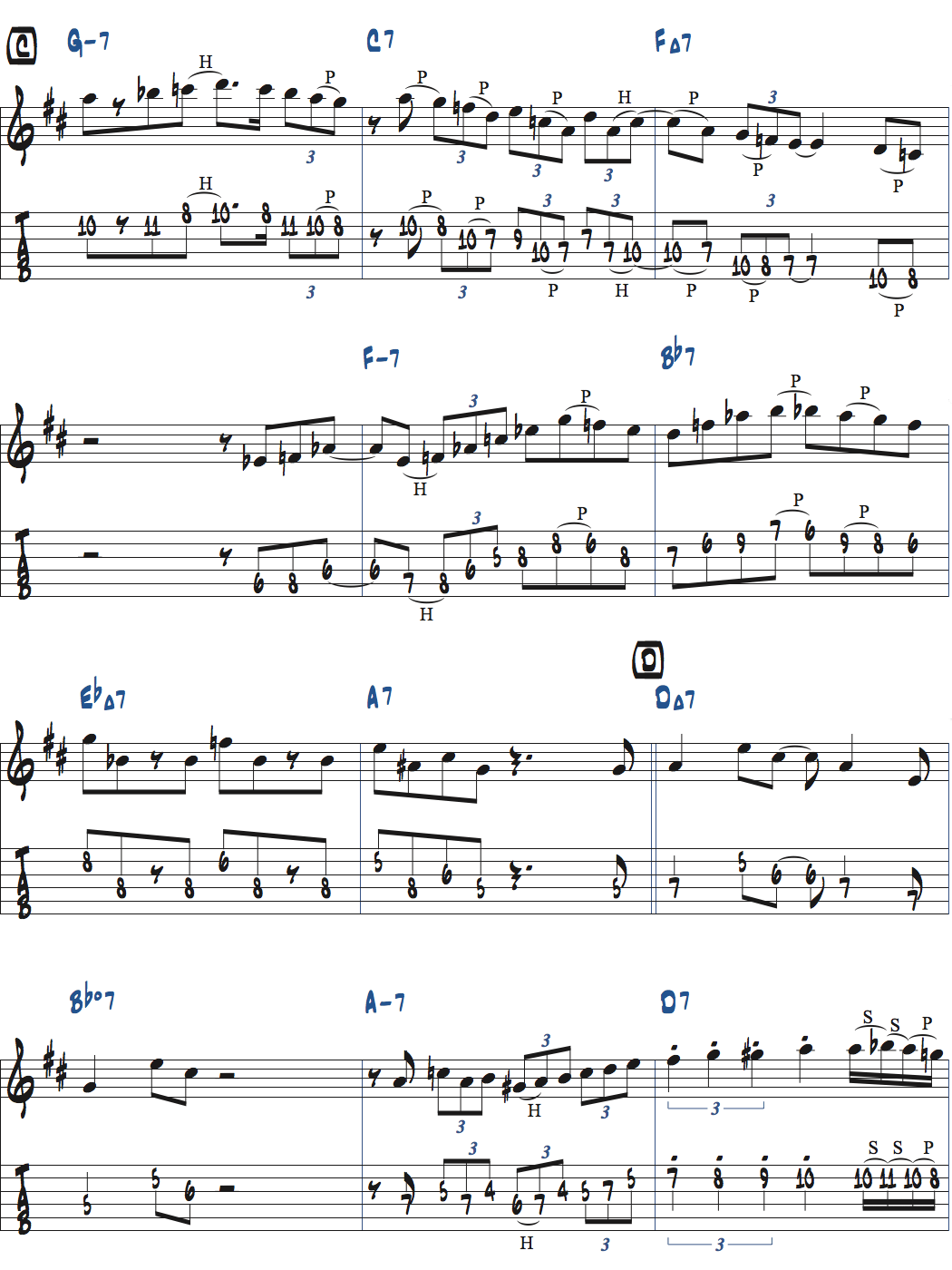 Waveのコード進行を使ったアドリブ例楽譜ページ3