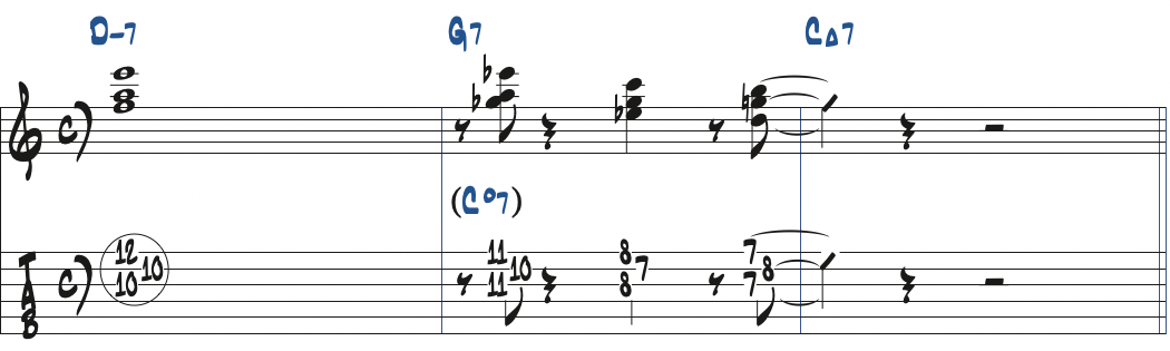 Cdim7を使ったコンピングアイデア2
楽譜