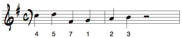 様々なメジャーキーの長いメロディ問題5の解答楽譜