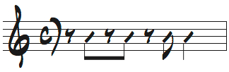 4分と8分を使った1小節のリズム問題5の解答楽譜