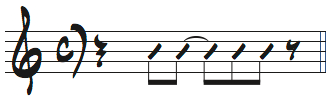 22種類のリズム3番目を1拍早めた楽譜の表記をジェリーバーガンジィvol4に合わせた例