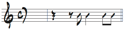22種類のリズム3番目を1拍早めた楽譜の表記を変えた例