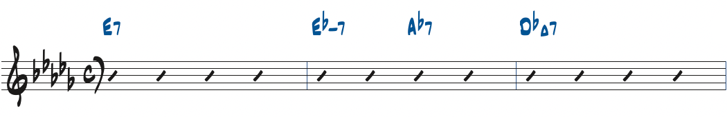 Stablematesの原曲1小節目のコードを裏コードにリハモ楽譜