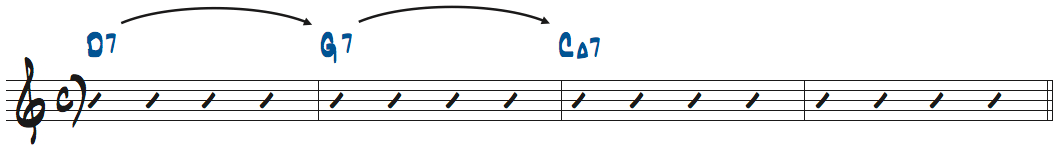 D7-G7-CMa7のコード進行楽譜