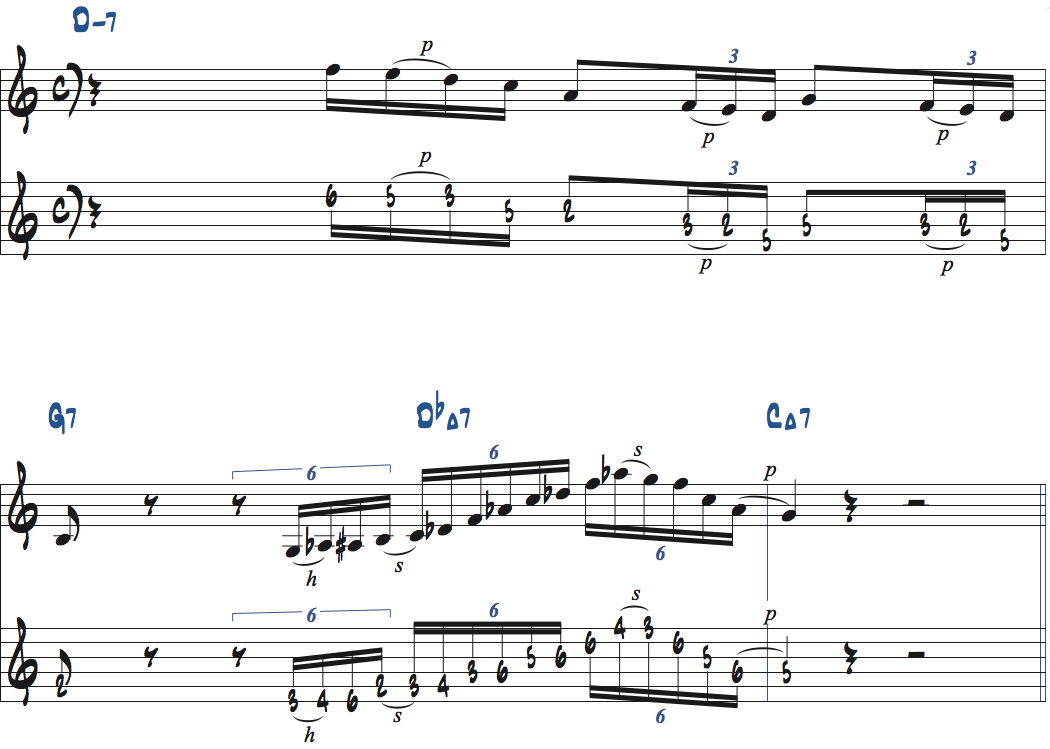 GオルタードスケールをDbMaj7で使った楽譜