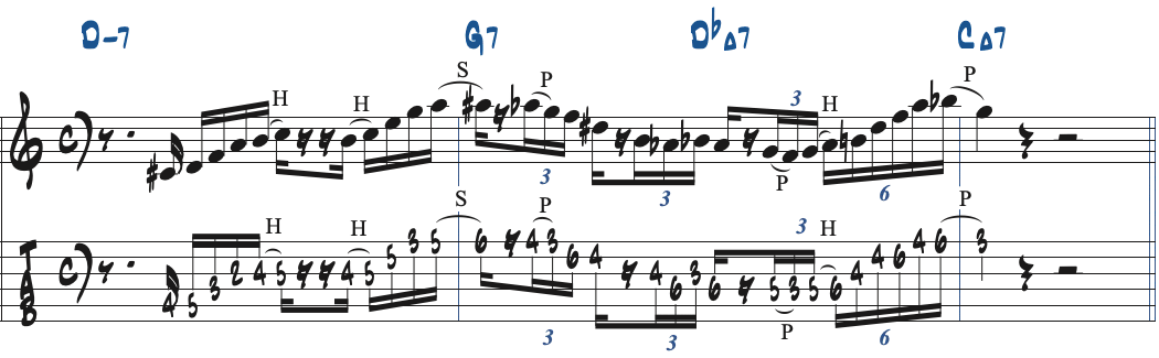 GオルタードスケールをDbMaj7で使った楽譜