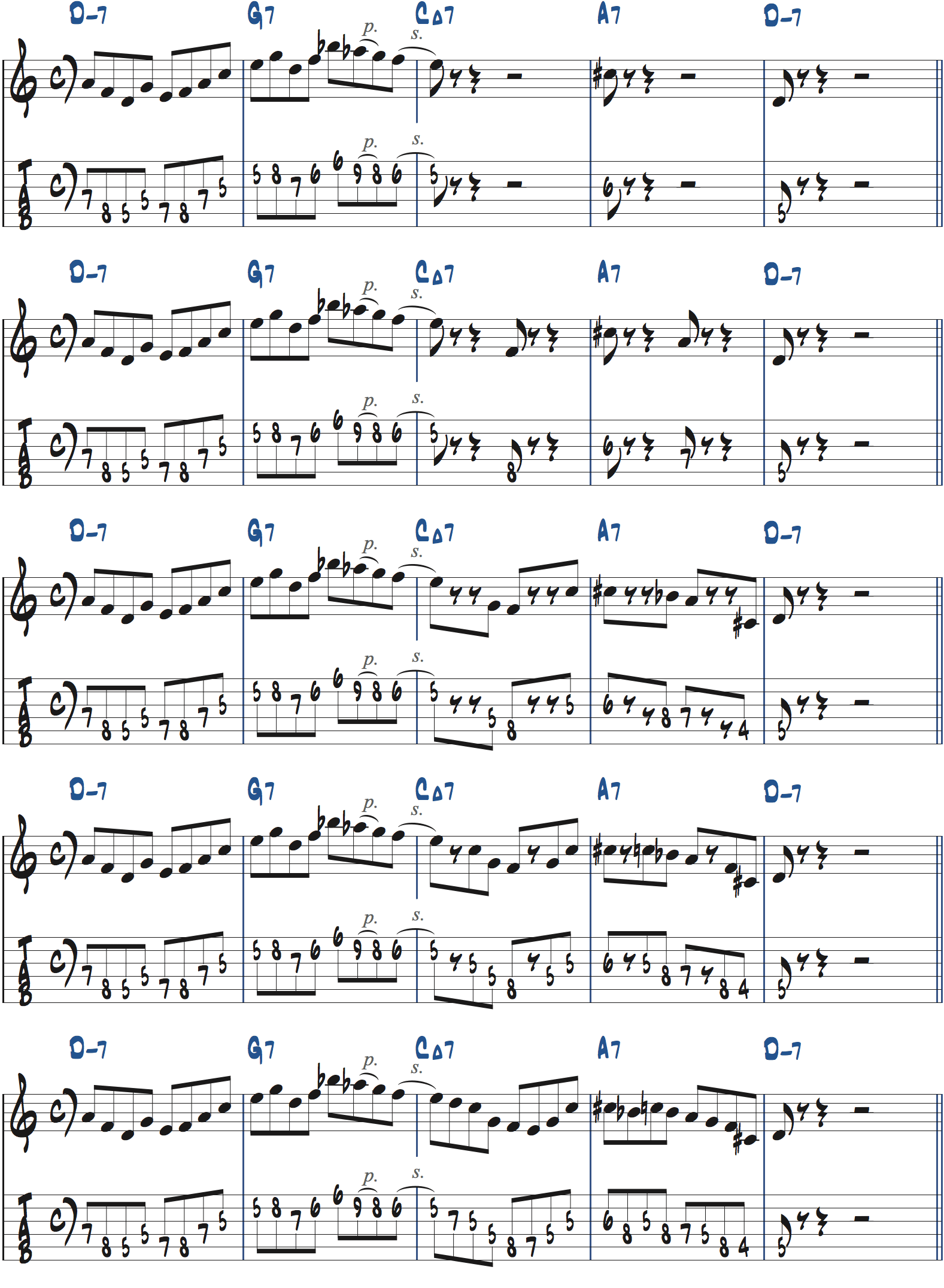 251リックを使った後のフレーズの作り方方法2まとめ楽譜