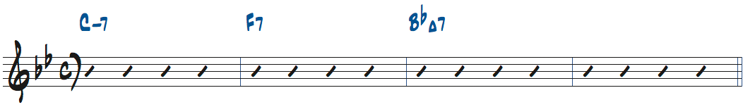 Cm7-F7-BbMaj7コード進行楽譜