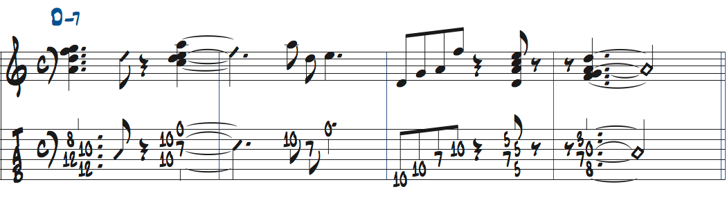 5-b7-8-9テトラコードのアドリブ例楽譜