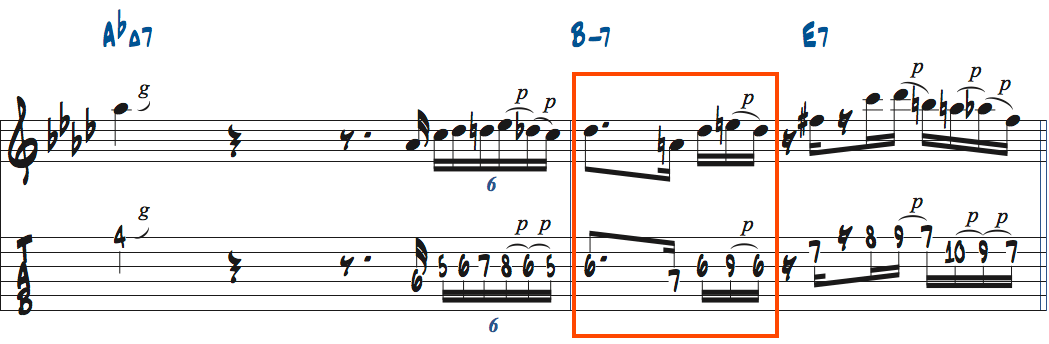 Bm7で使うAトライアド楽譜