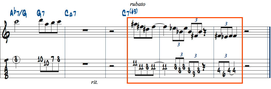 C7で使うEbmトライアド楽譜