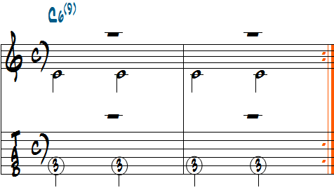 C6(9)ベース音ルートのみの楽譜