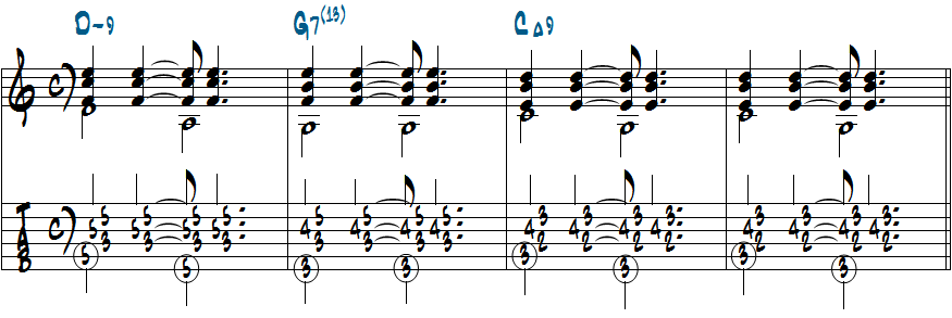 リズムパターン１を使ったコンピング楽譜