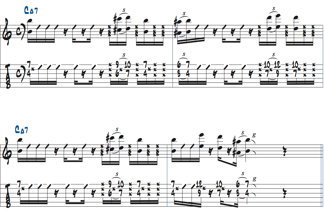 ポールジャクソンジュニアが弾くボーカルパートの音域例楽譜