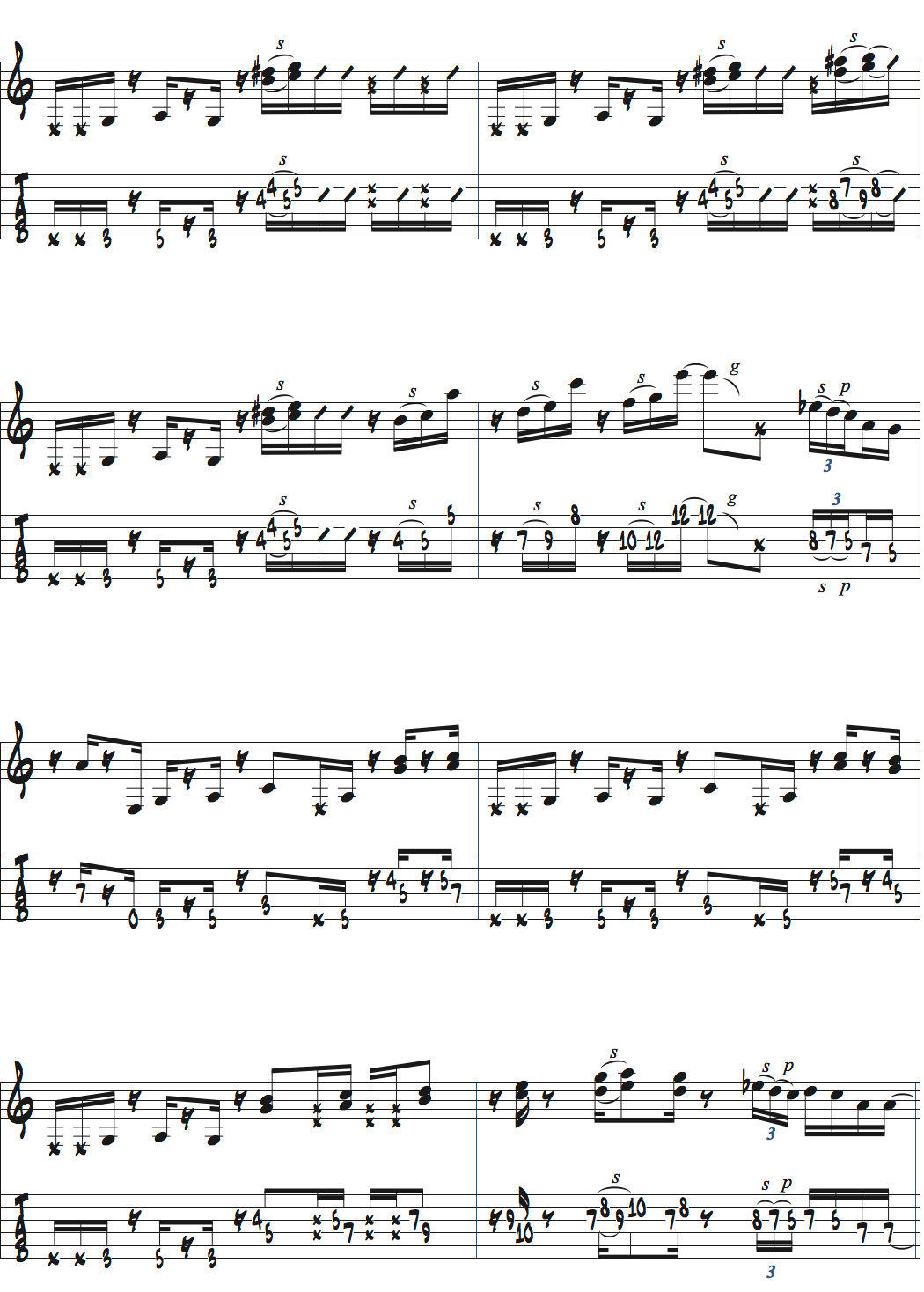 ポールジャクソンジュニアが弾くAm7で6度とオクターブを加えたバッキング例楽譜ページ2
