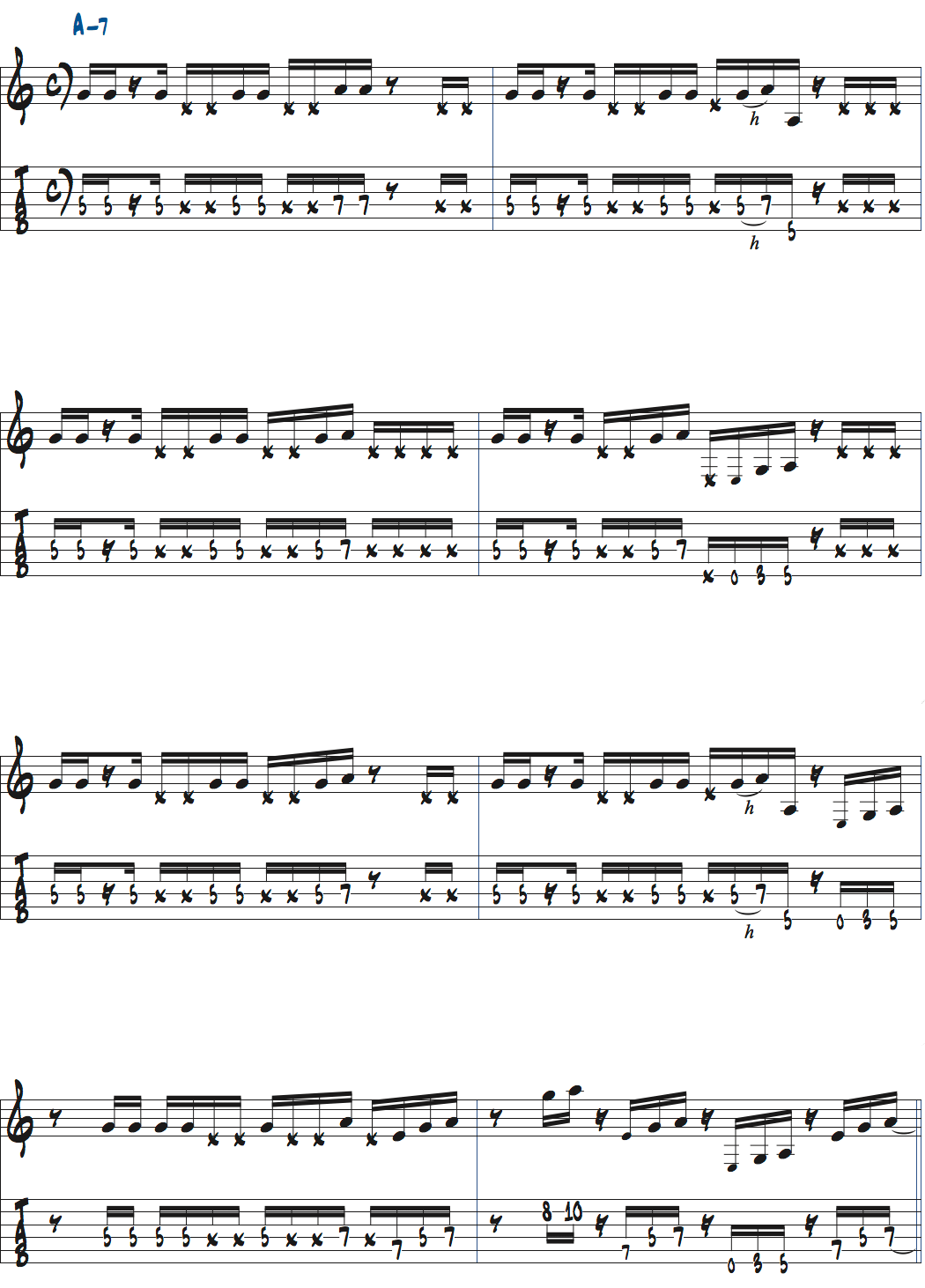 ポールジャクソンジュニアが弾くm7のGとルートのAを使った演奏楽譜