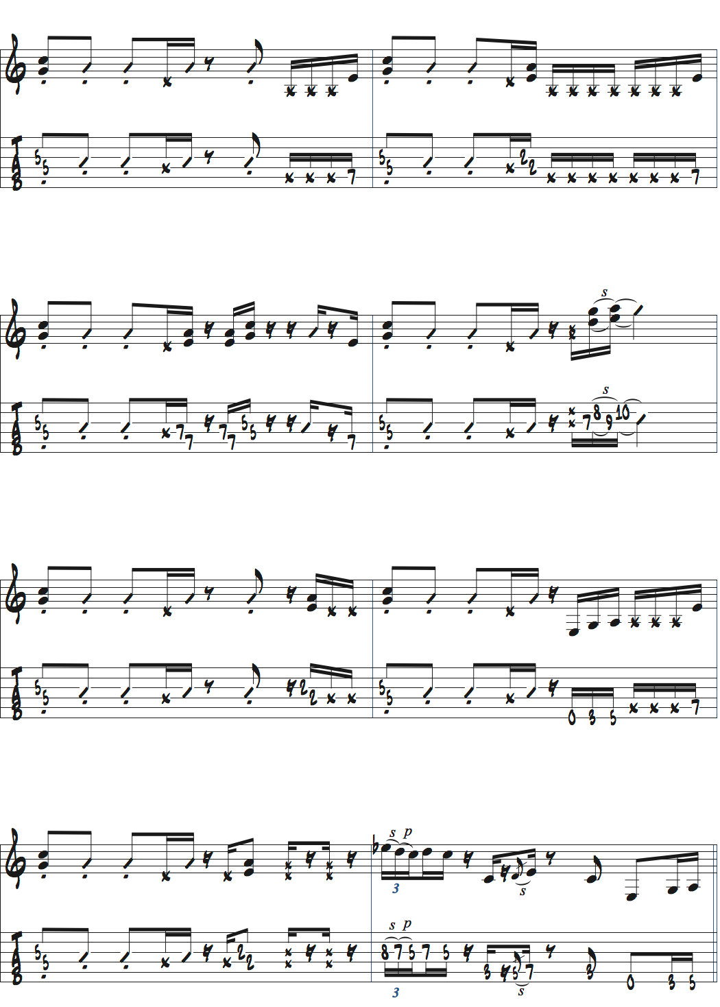 ポールジャクソンジュニアが弾くAm7でのリズムギターまとめ演奏楽譜ページ3