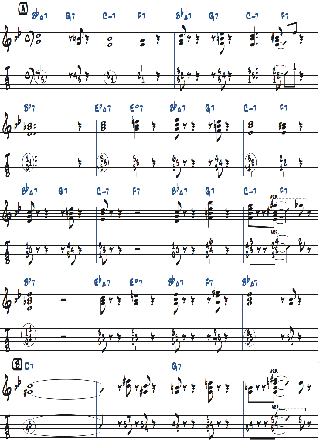 トップの音を意識したコンピング例楽譜ページ1