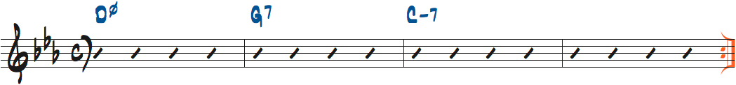 Dm7(b5)-G7-Cm7ループ楽譜