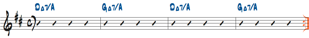 DMaj7/A-GMa7/A楽譜