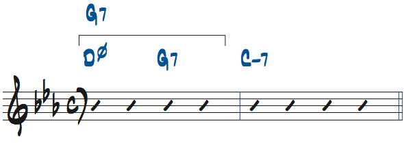 Dm7(b5)-G7をG7と捉えた楽譜