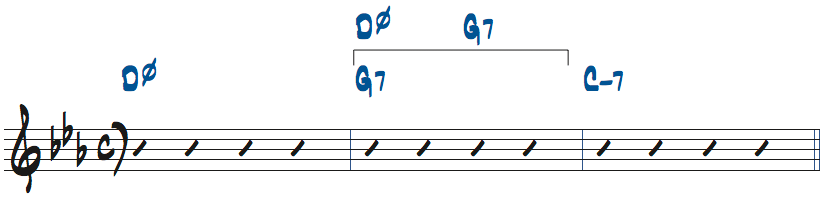 G7をDm7(b5)-G7と捉えた楽譜