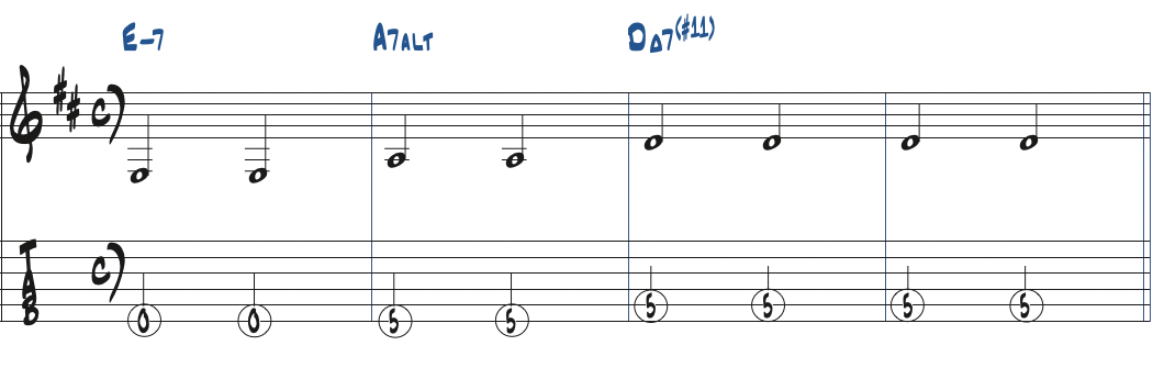 II-V-Iのルート音コンピング