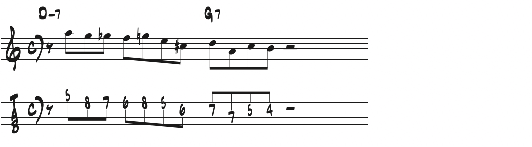 ウェスモンゴメリーのDm7-G7リック楽譜