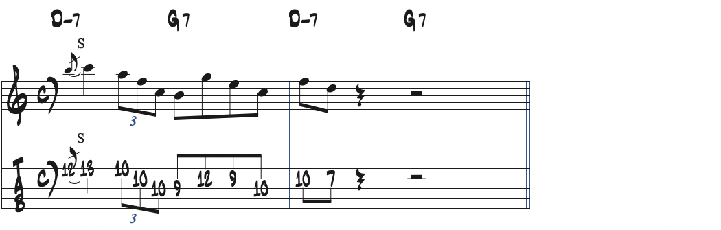 出だしの音をb7thに変えたii-vリック楽譜