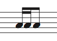 16分音符2つと8分音符を繋げた例