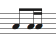 8分音符と2つの16分音符を繋げた例