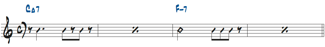 1小節の繰り返し記号を使った楽譜