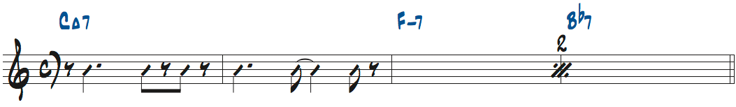 2小節の繰り返し記号を使った楽譜