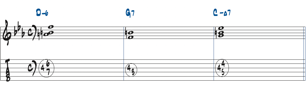 Dm6-G7-CmMa7のコード進行楽譜