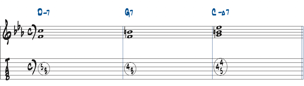 Dm7-G7-CmMa7コード進行楽譜