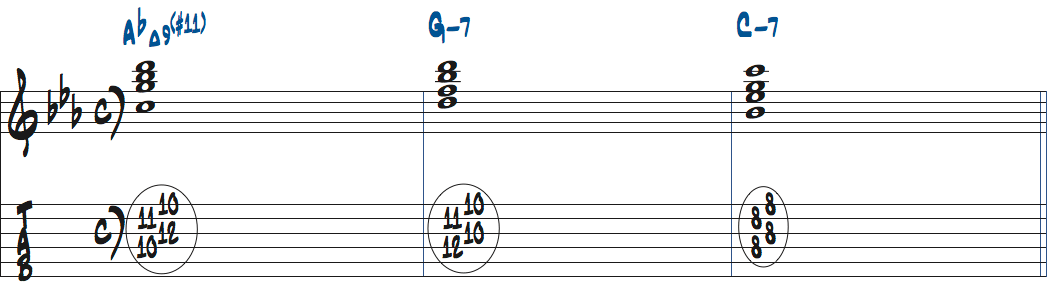 AbMa9(#11)-Gm7-Cm7楽譜