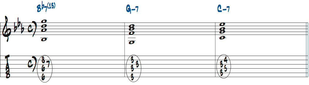 Bb7(13)-Gm7-Cm7楽譜