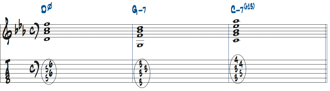 Dm7(b5)-Gm7-Cm7(b13)楽譜