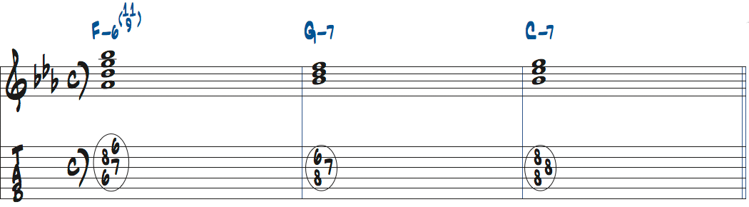 Fm6(9,11)-Gm7-Cm7楽譜