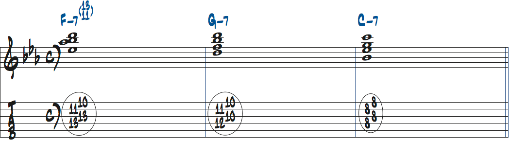 Fm7(11,13)-Gm7-Cm7楽譜