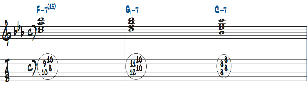 Fm7(13)-Gm7-Cm7楽譜